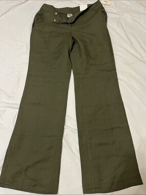 Anne Klein Olive Wide-Leg Trousers